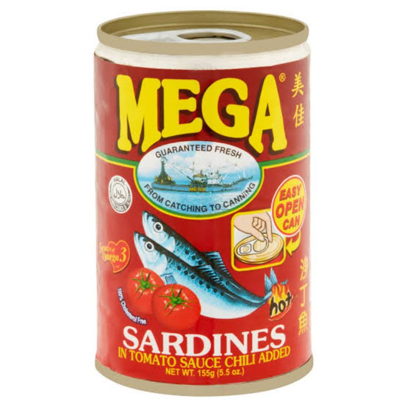 MEGA Sardines In Tomato Chilli Sauce ADDED155g | MEGA 番茄沙丁鱼罐头 油 155g