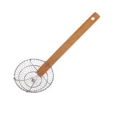 DOUBLE SWALLOW 疏眼黄铜网竹柄笊篱 8“/ 20cm |  DOUBLE SWALLOW Wire Skimmer Brass 8"/20cm
