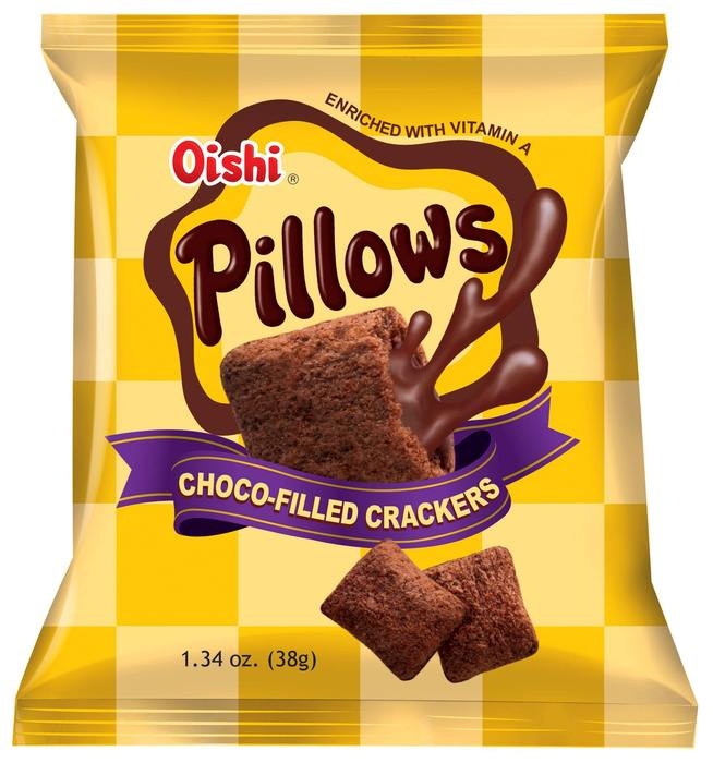 OISHI Pillows Choco-Filled Crackers 38g | 海石枕头巧克力夹心饼干 38g