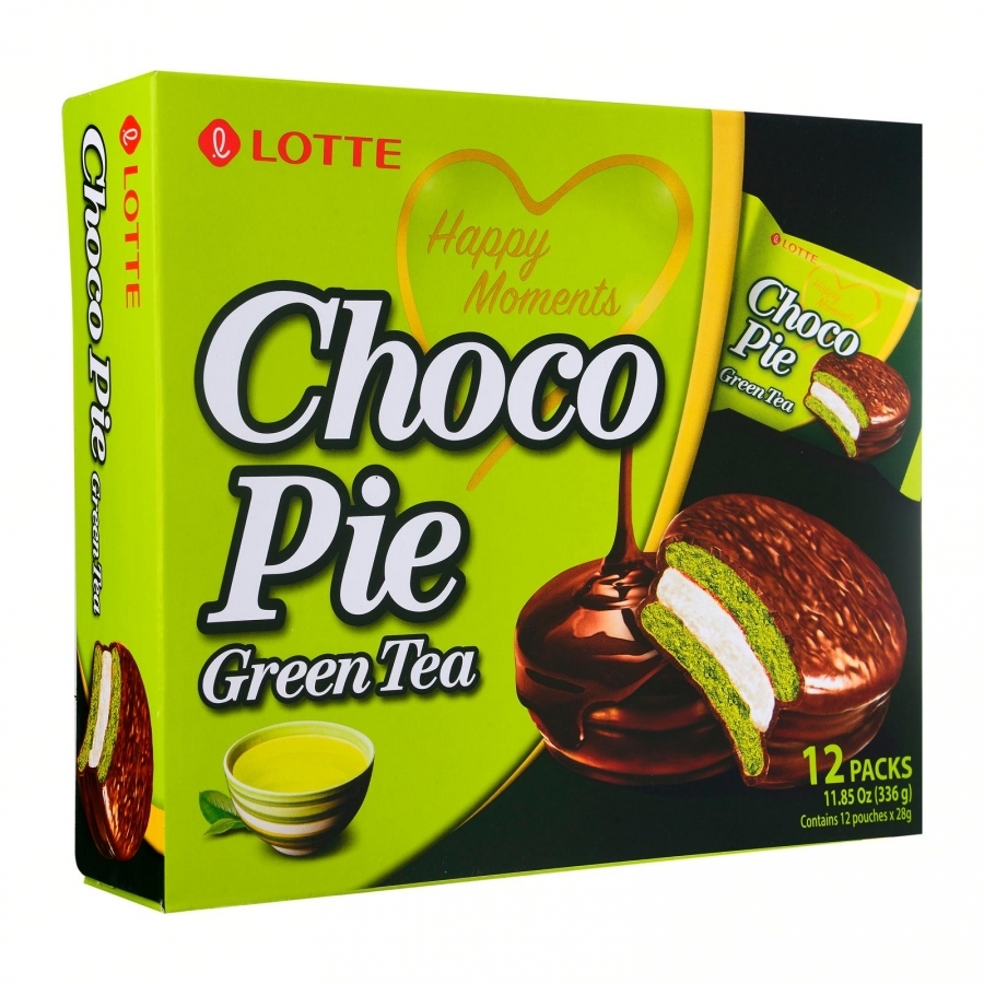 ASEA LOTTE Choco Pie Green Tea 12Packs 336g | 乐天 巧克力派 抹茶味 336g