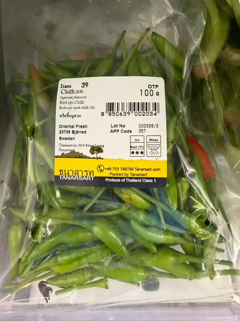 Tuore thaimaalainen bird’s eye -chili 100g 
