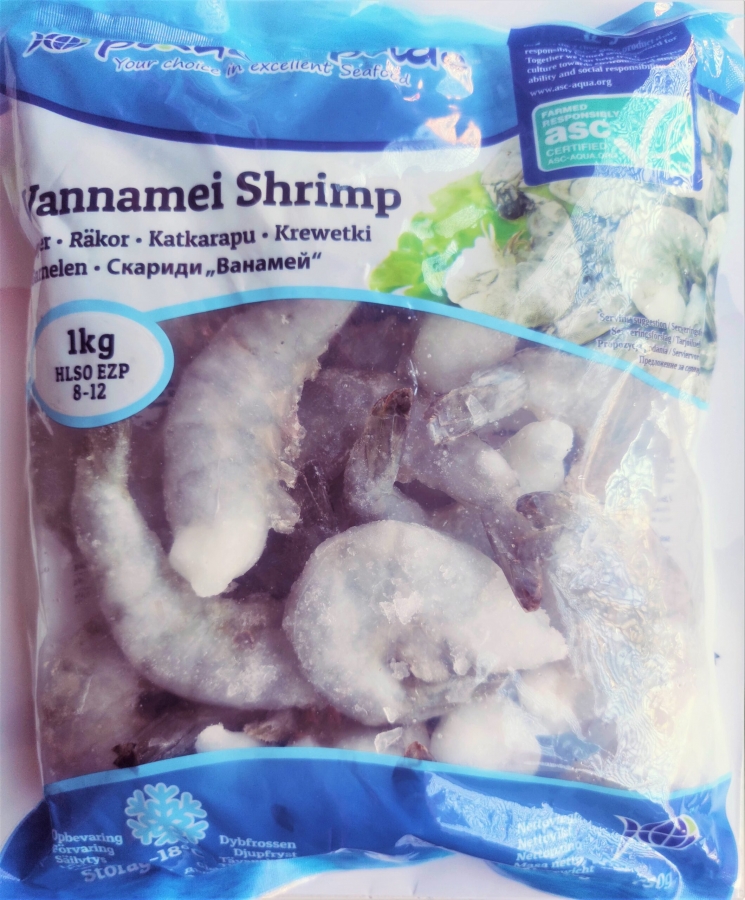 PLANETS PRIDE Vannamei-katkarapu 8/12 HLSO EZP IQF 750 g | PP 证书 8/12 开背白虾 (无头有壳) 750g 