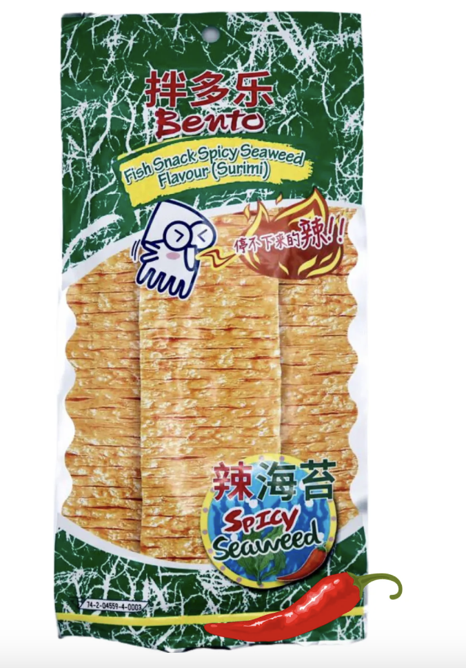 BENTO Squid Snack Spicy Seaweed Flav. 18g | BENTO 泰国鱿鱼片 辣海苔味 18g