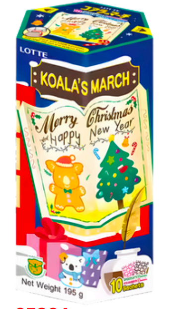 LOTTE Koala’s March Suklaakeksit Joulun erikoispakkaus 195g |  乐天 小熊 注心巧克力饼干 圣诞限定装 195g