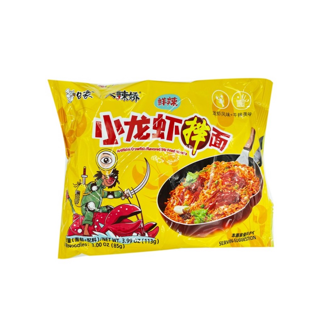 Baixiang Pikanuudelit – Rapumaku (Kuiva sekoitus) 113 g | 白象 小龙虾拌面 113g