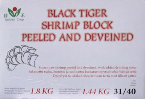 GC31/40 黑虎 虾仁1.8kg(净重 1.44kg) | GC Brand Black Tiger Shrimps 31/40 PD 1.8kg(1.44kg)