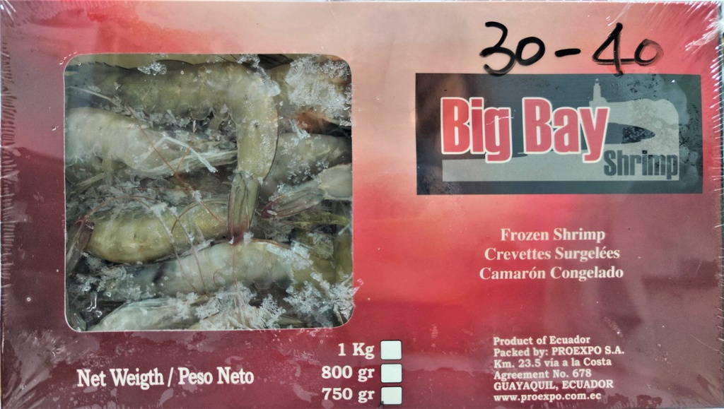 Big Bay 白虾 30/40 有头有壳 750g | BIG BAY HOSO Shrimp 30/40 750g