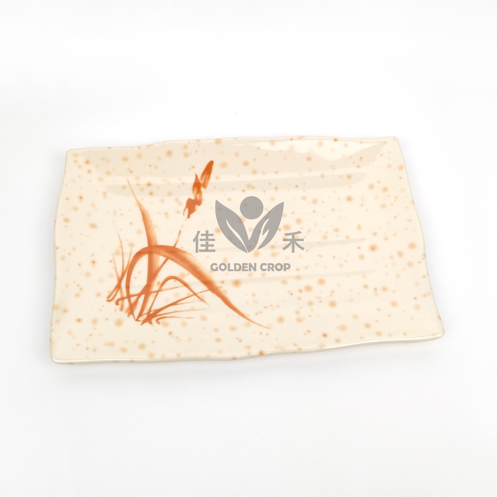 密胺9.8''带格长方碟 秋草 A210 | Melamine 9.8'' Rectangular Plate with Graid Autumn Grass A210
