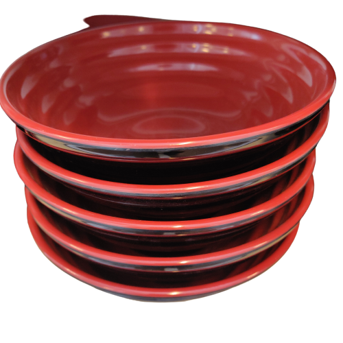 Melamine 7.9'' Threaded Bowl Red&Black 538A | 密胺7.9''螺纹碗 红黑 538A