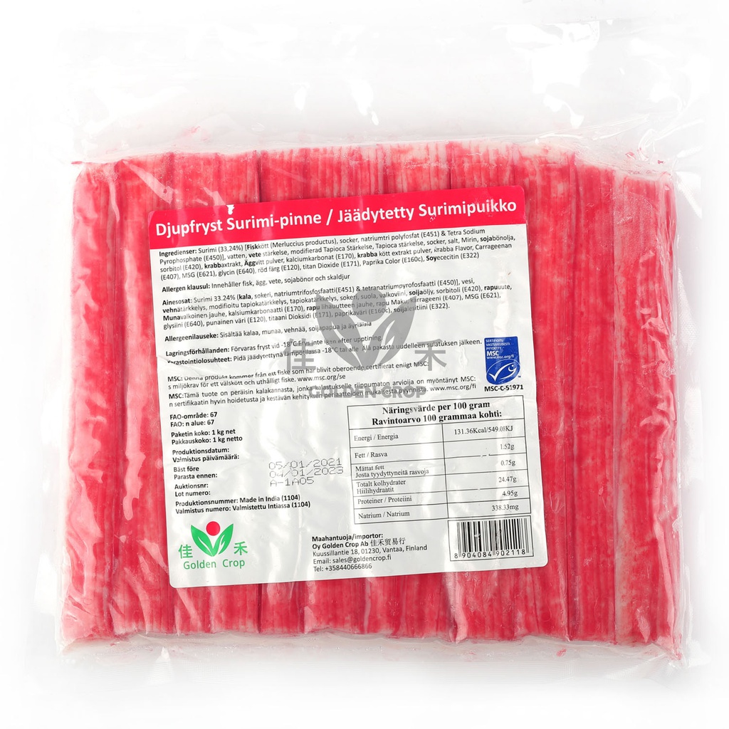 大京 证书 蟹肉棒 (蟹柳) 1kg | Daikyo Surimi Sticks 18cm 1kg