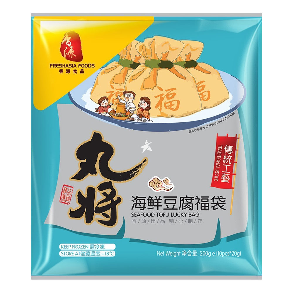 Merenelävä-tofupussit (hotpotiin) 200g | 丸将 海鲜豆腐福袋 200g