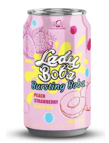 LADY BOBA 脆波波果味茶 桃子和草莓味 320ml | LADY BOBA Bursting Boba Tea Peach&Strawberry Flav. 320ml