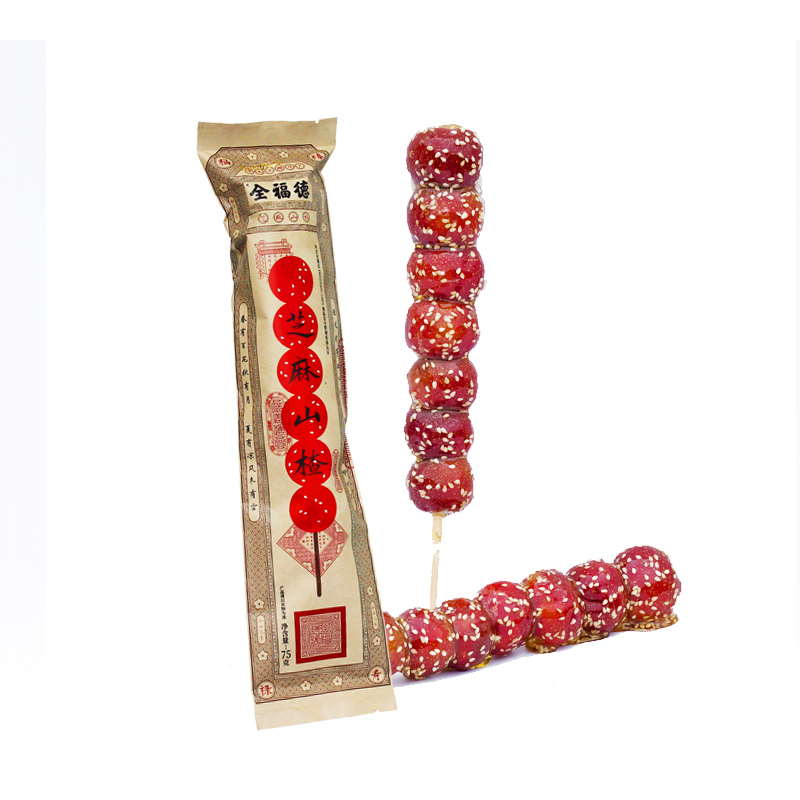 Karamellisoitu orapihlajanmarjatikku (Seesamimaku) 75g | 全福德 冰糖葫芦 (芝麻味) 75g