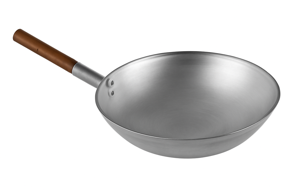 15寸 木柄黑钢/白钢炒锅 | White/Black Steel wok 15 inch---38/40CM 