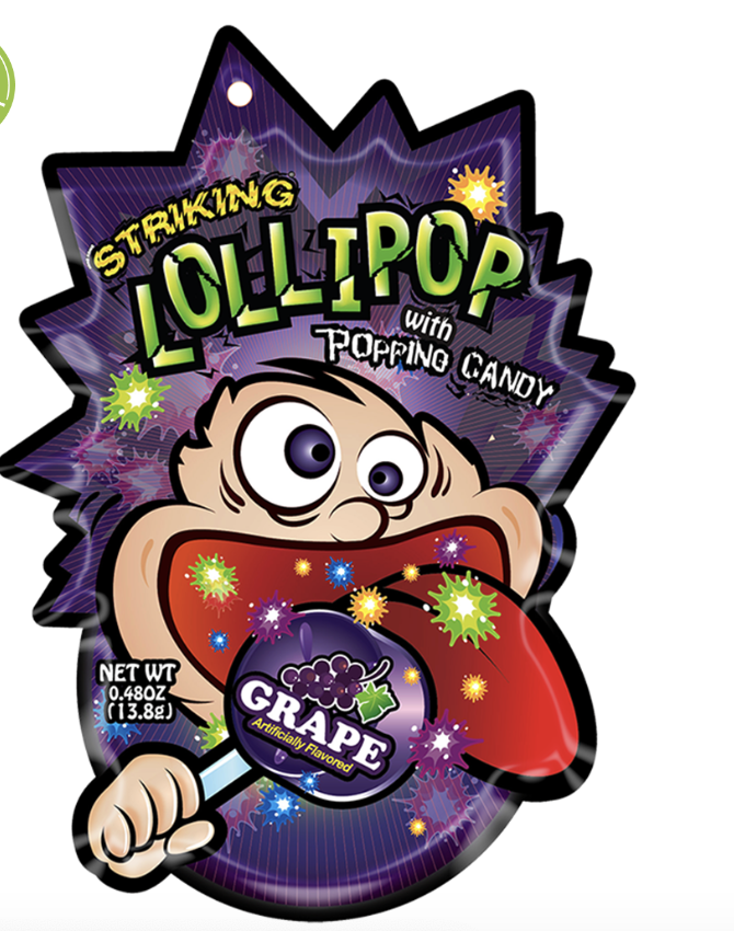 STRIKING 跳跳棒棒糖  葡萄味 13.8g | STRIKING Lollipop With Popping Candy Grape Flav. 13.8g