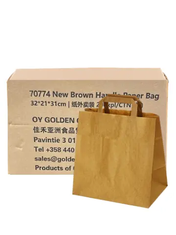 Uusi ruskea paperikassi 32*21* 33cm | New 纸外卖袋 200kpl/CTN  (棕)