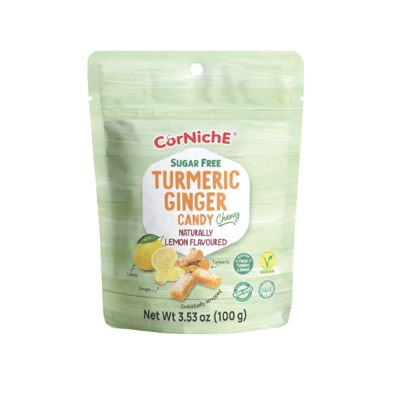 CORNICHE 无糖黄姜软糖 柠檬味 100g | CORNICHE Turmeric Ginger Chewy Candy Lemon Flavor 100g