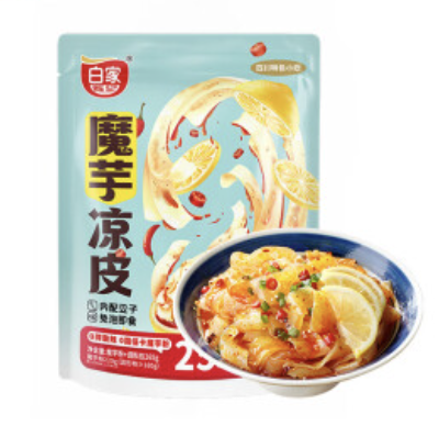 白家 魔芋凉皮 柠檬酸辣味 265g | BJ Instant Konjac Noodles Lemon Hot & Sour Flavor 265g