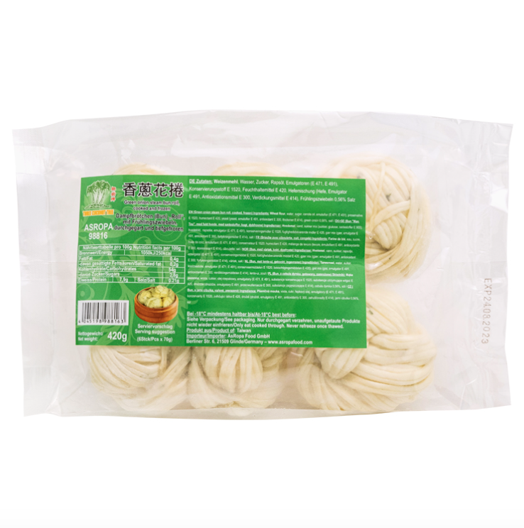Pakaste: Höyrytetty kevätsipulikierrepulla 420g | TCT 香葱花卷 420g