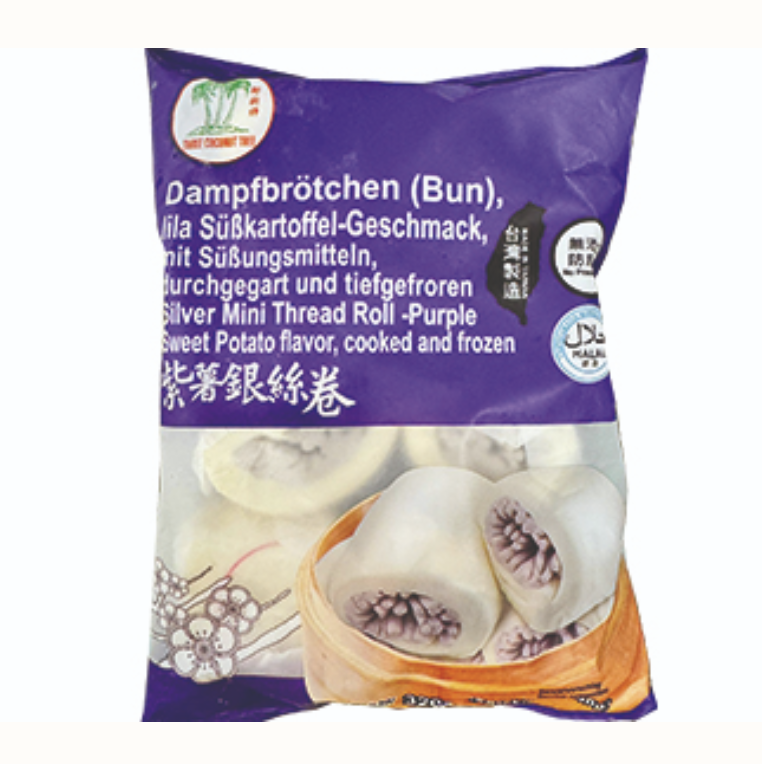 Höyrytetty makea täytepaketti – violetti bataatti 320g | TCT 紫薯银丝卷 320g