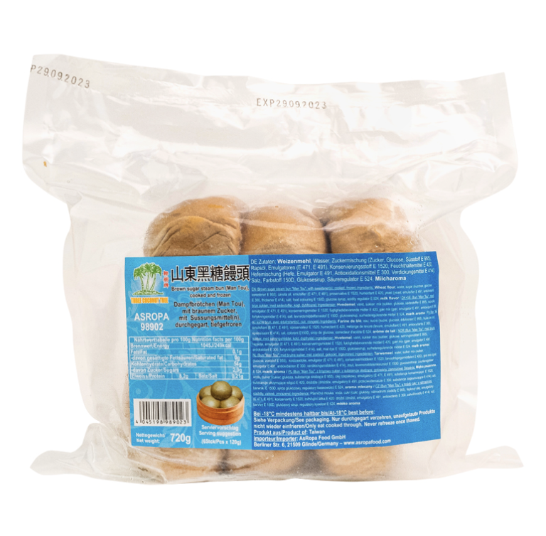 Pakaste: Shandong-tyylinen höyrypullat (musta sokerimaku) 720g | TCT 山东黑糖味馒头 720g