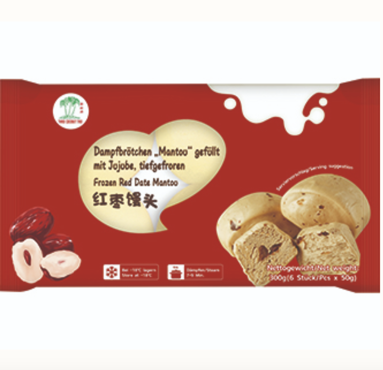 Höyrytetty makea taikina – punainen taateli 300g | TCT 红枣馒头 300g