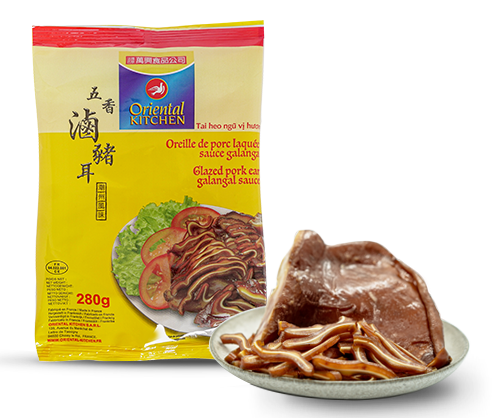 Pakastettu valmiiksi kypsä sian korva (viiden mausteen) 280g | Oriental Kitchen 卤猪耳 五香味 280g