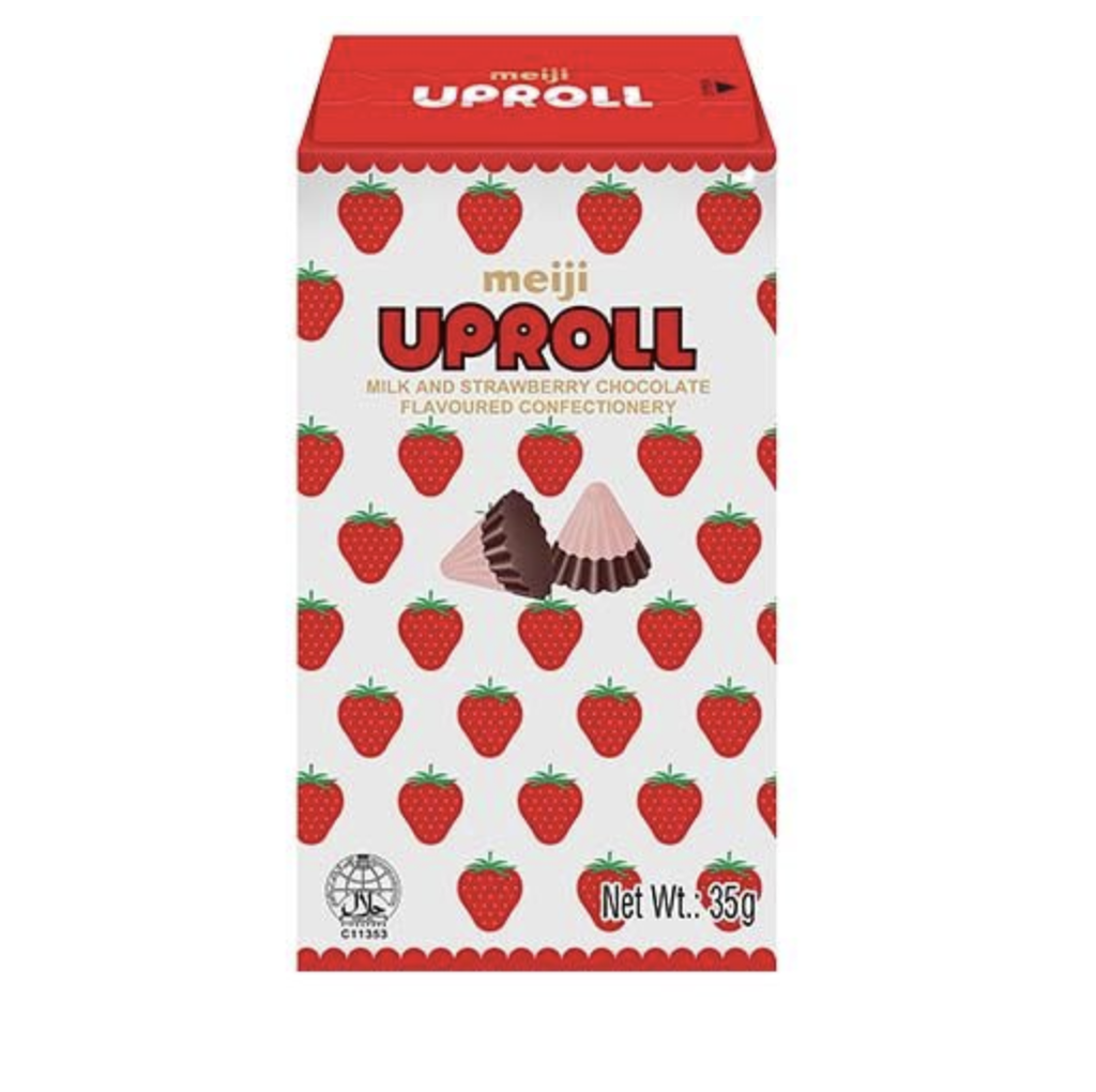 MEIJI  太空船巧克力 草莓牛奶味 35g | JP MEIJI Uproll Chocolate Milk & Strawberry Flavor 35g