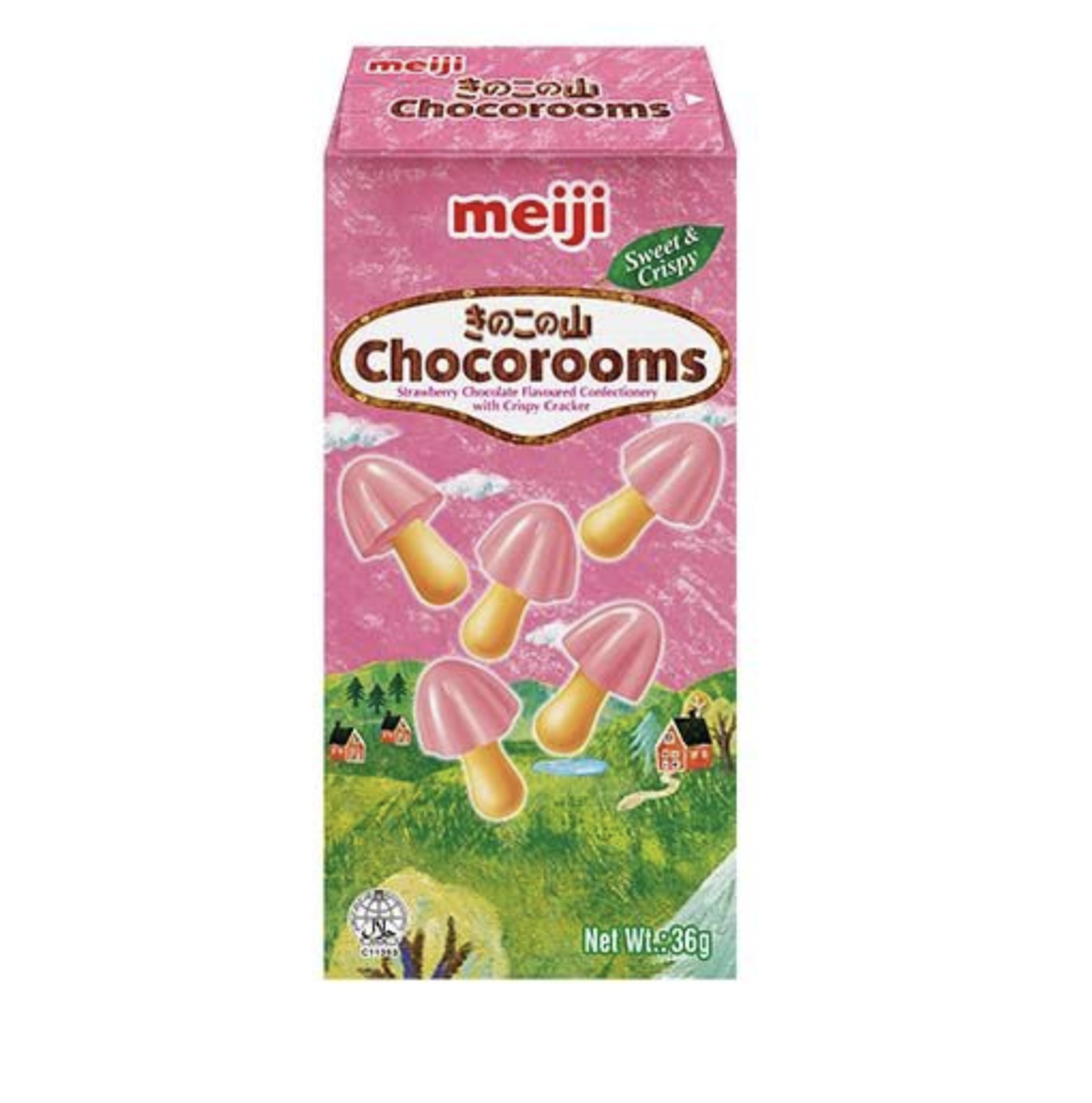 JP MEIJI Chocorooms Chocolate Biscuit Strawberry Flavor 36g | MEIJI Chocorooms 巧克力饼干 草莓味 36g
