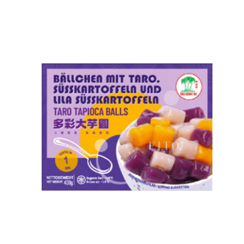 Taro- ja tapiokahelmipallot (suuri, pakaste) 400g | TCT 多彩大芋圆 400g