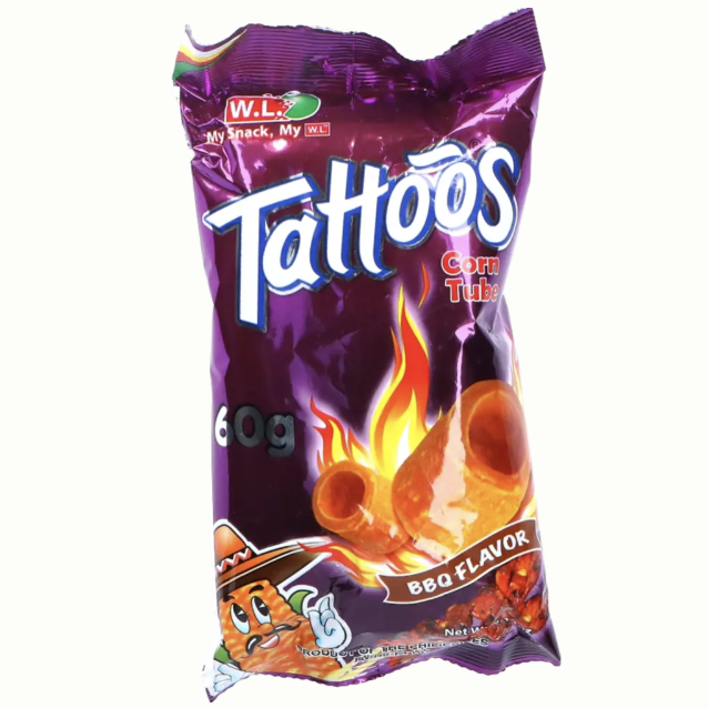 W.L Tattoos Corn Tube BBQ Flavor 60g | W.L Tattoos 玉米筒 烧烤味 60g