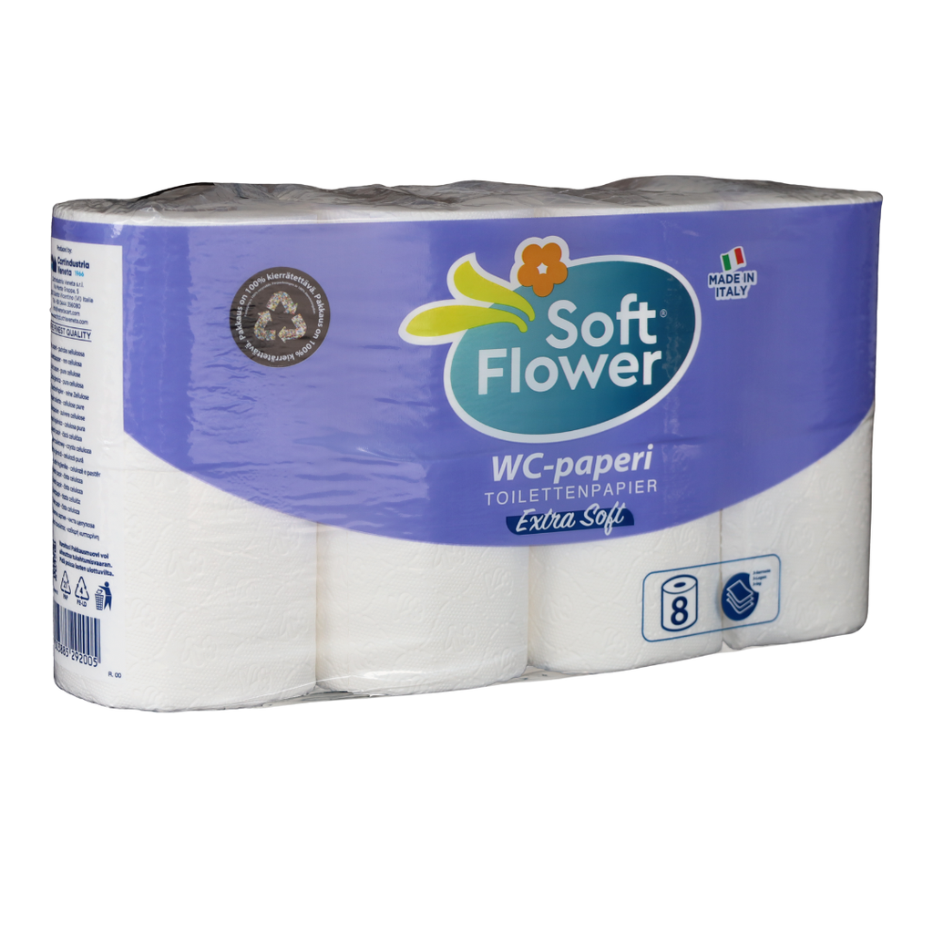 Soft Flower Extra-Soft WC-Paper 12*9.7cm 3ply 130 Sheets/roll 48rolls/CTN | 柔软 3层 130张/卷 厕所纸 48卷/大袋