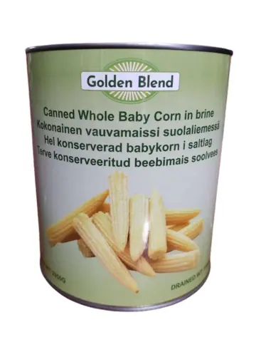 Golden Blend Canned Whole Baby Corn in brine  2840g*6/CTN | Golden Blend 玉米条(整)  2840g*6/箱