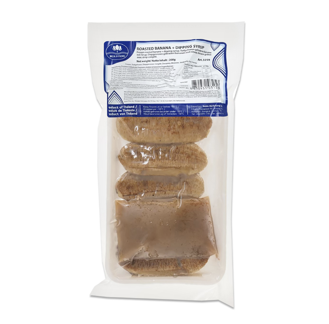 Paahdetut banaanit tarjoiltuna siirapilla 200g｜BUA LUANG 烤香蕉 搭配糖浆 200g