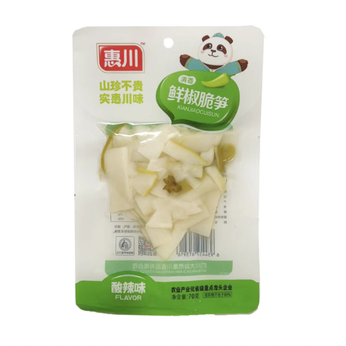 HC Cripsy Bamboo Shoots Hot Sour Flavor 60g | 惠川 鲜椒脆笋 酸辣味 60g