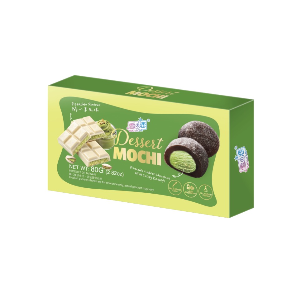 YUKI & LOVE Suklaa Mochi Pistaasipähkinän Maku 80 g | 雪の恋 巧克力麻薯大福 开心果味 80g