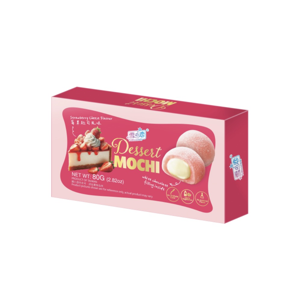 YUKI & LOVE Suklaa Mochi Mansikka–Juuston Maku 80 g | 雪の恋 巧克力麻薯大福 草莓芝士味 80g