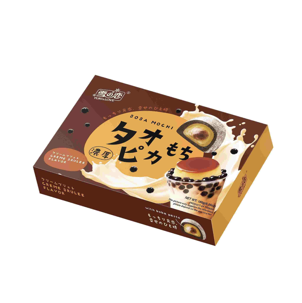 YUKI & LOVE Boba Mochi Crème Brûléen Maku 180 g | 雪の恋 波霸麻薯大福 烤布蕾味 180g
