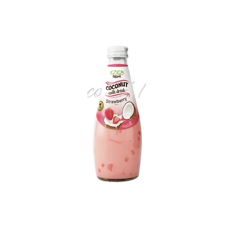 ROYAL PLUS Kookosmaito Nata de Coco -Juoma, Mansikan Maku, Pullo 290 ml | ROYAL PLUS 椰奶椰果饮料 草莓味 290ml