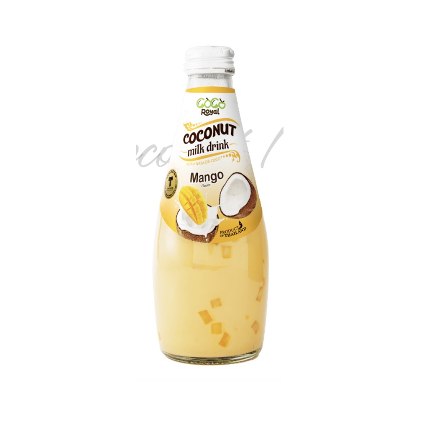 ROYAL PLUS Coconut Milk With Nata de Coco Mango Flavor Bottle 290ml | ROYAL PLUS 椰奶椰果饮料 芒果味 290ml