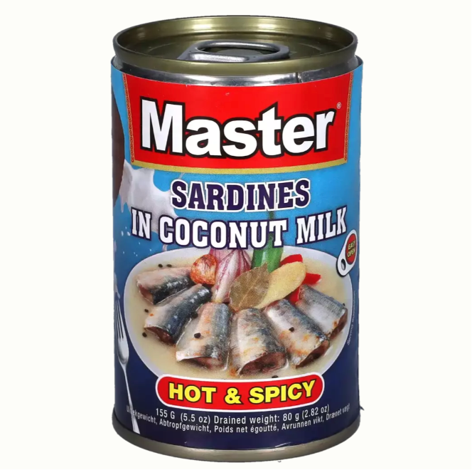 MASTER 椰奶沙丁鱼罐头 香辣味 155g | MASTER Premium Sardines In Coconut Milk Hot Spicy Flavor 155g
