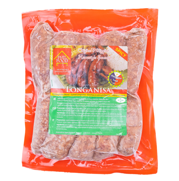 Filippiiniläinen porsasmakkara – tulinen maku 500g | PHIL FOOD 菲律宾辣味猪肉香肠 500g