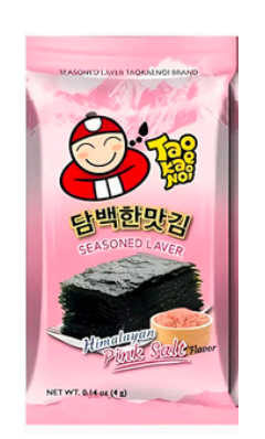 TAOKAENOI Merilevän Välipala Himalajan Vaaleanpunaisen Suola 4g | 小老板 紫菜零食 喜马拉雅粉盐味 4g