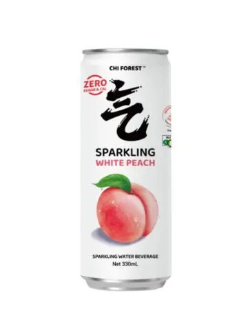 Spartao only Chi Forest Sparkling Water White Peach Flavor TIN 330 ml | 元气森林 0卡0脂 白桃味 苏打水 330 ml 罐装