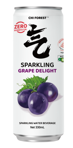 Spartao only Chi Forest Sparkling Water Grape Delight Flavour 330ml | 元气森林 0卡0脂 夏黑葡萄味 苏打水 330ml 罐装