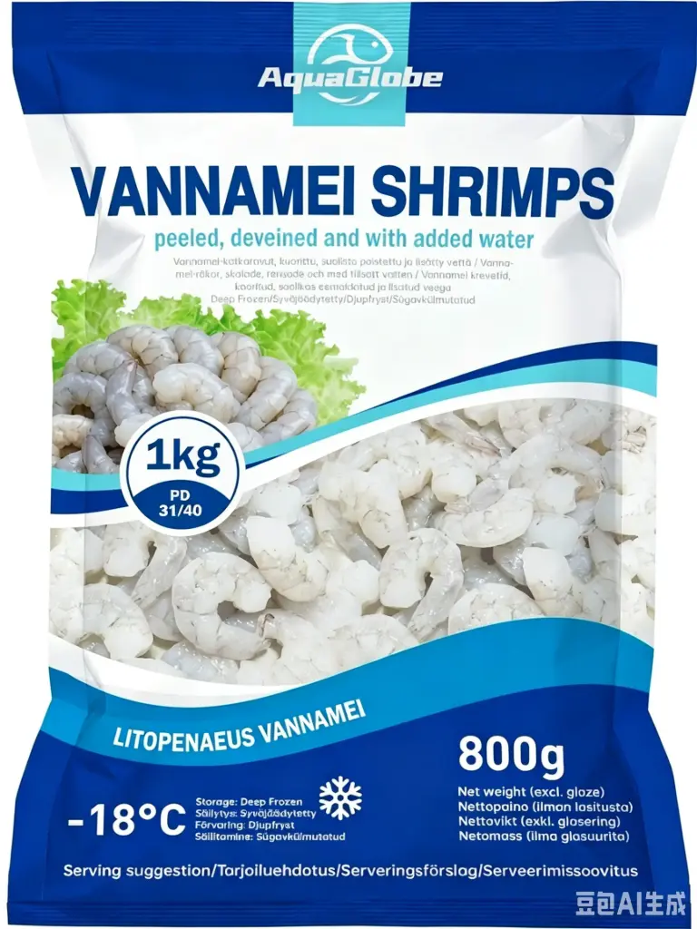 AquaGlobe Vannamei Katkaravut PD 31/40 800 g | AquaGlobe 白虾 虾仁 31/40 800g