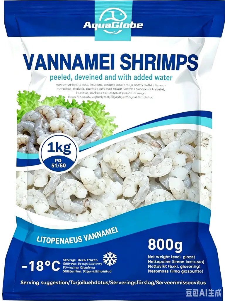 AquaGlobe Vannamei Shrimps PD 51/60 800g | AquaGlobe 白虾 虾仁 51/60 800g
