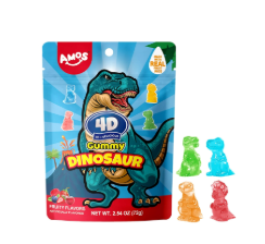 AMOS 4D恐龙造型软糖 水果味 65g | AMOS 4D Gummy Dinosaur Fruity Flavor 65g