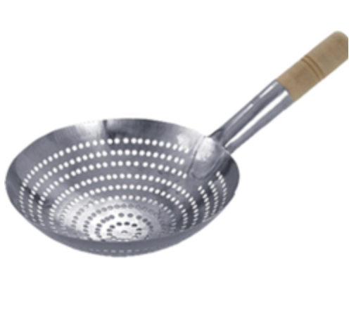 JADE TEMPLE Skimmer Wooden Handle Dia 30cm Length 50cm | Jade Temple 笊篱 带洞 木柄 直径30cm 长50cm