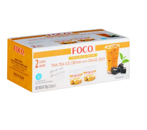 FOCO Ice Cream Cup Thai Tea With Grass Jelly Flavor 80g*2/pack | FOCO 杯装冰淇淋 泰式奶茶仙草味 80g*2/pack